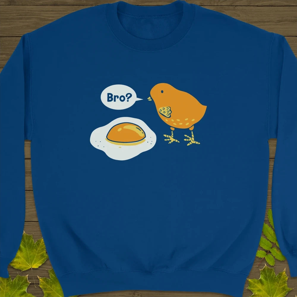 Bro? Chick and Egg Crewneck Sweatshirt Royal