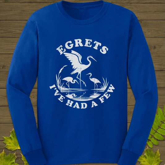 Egret Bird Pun Long Sleeve Royal