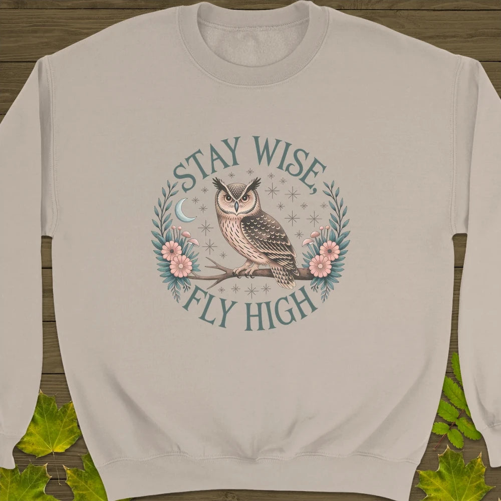 Stay Wise Owl Crewneck Sweatshirt Sand