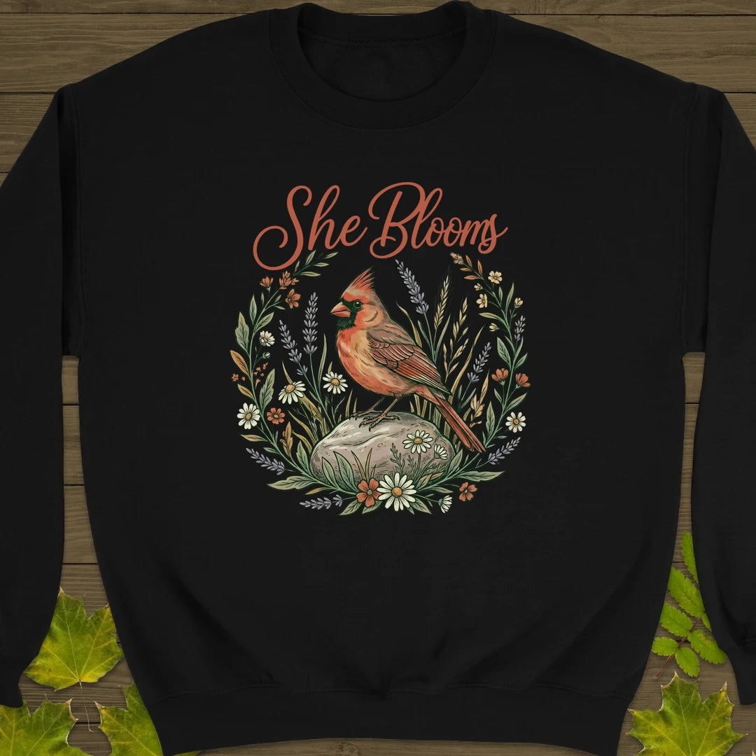 She Blooms Sweatshirt Black