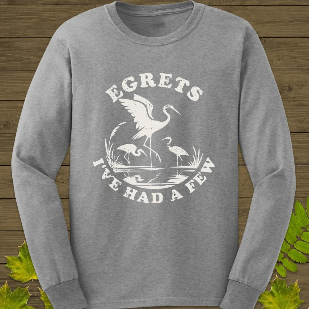 Egret Bird Pun Long Sleeve Sport Grey