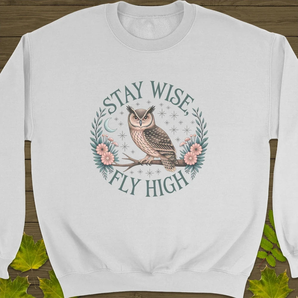 Stay Wise Owl Crewneck Sweatshirt White