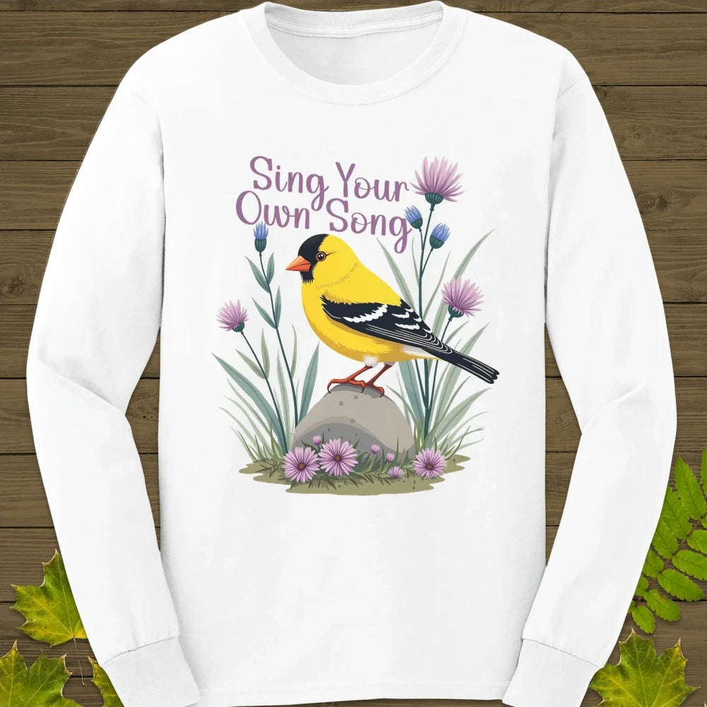 Sing Your Song Goldfinch Long Sleeve White