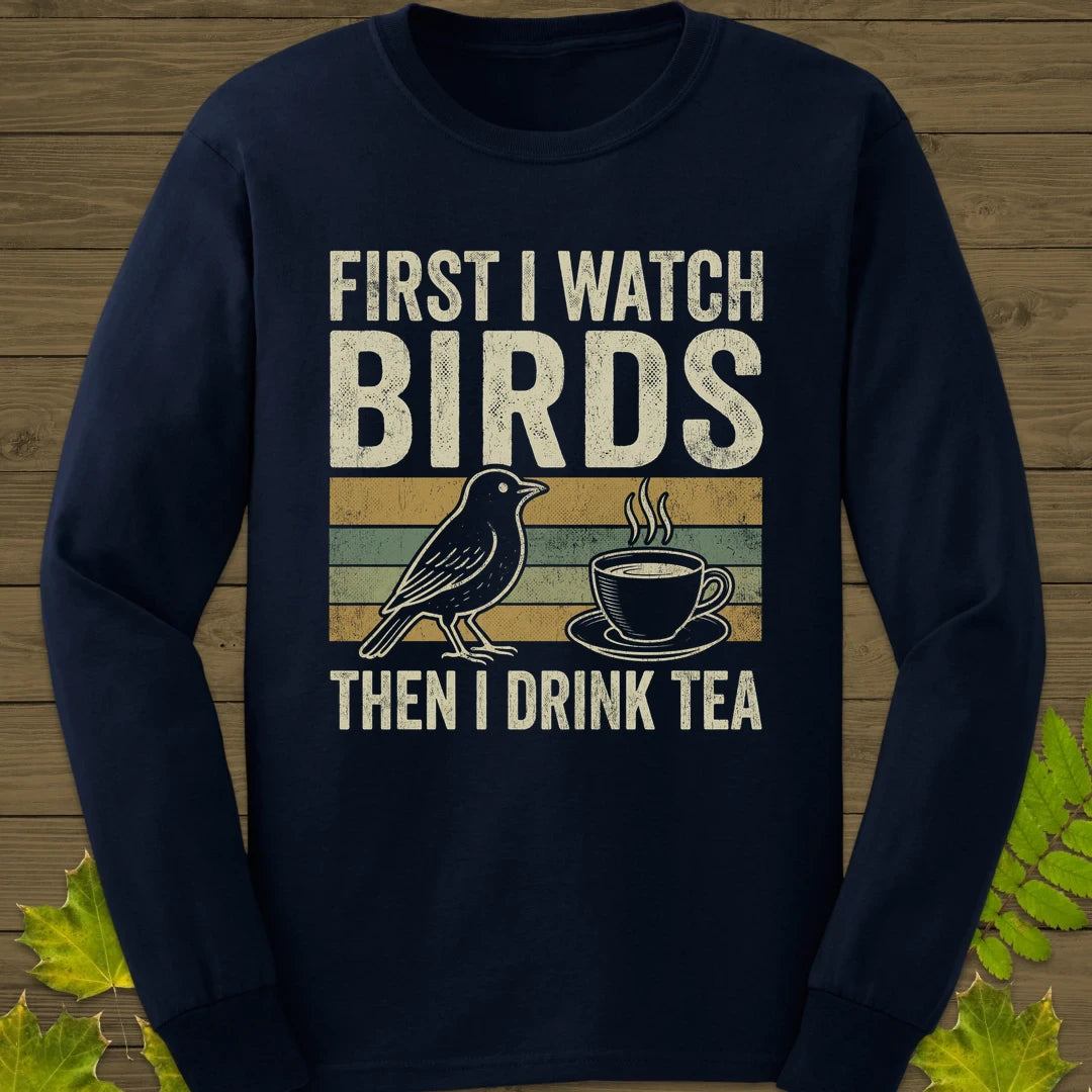 Birds Then Tea Long Sleeve Navy