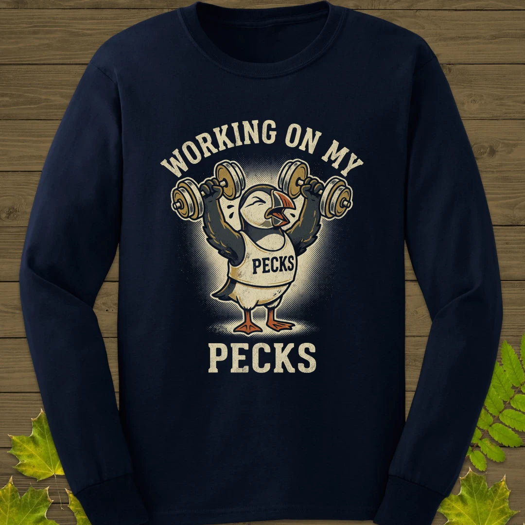 Working My Pecks Long Sleeve Navy