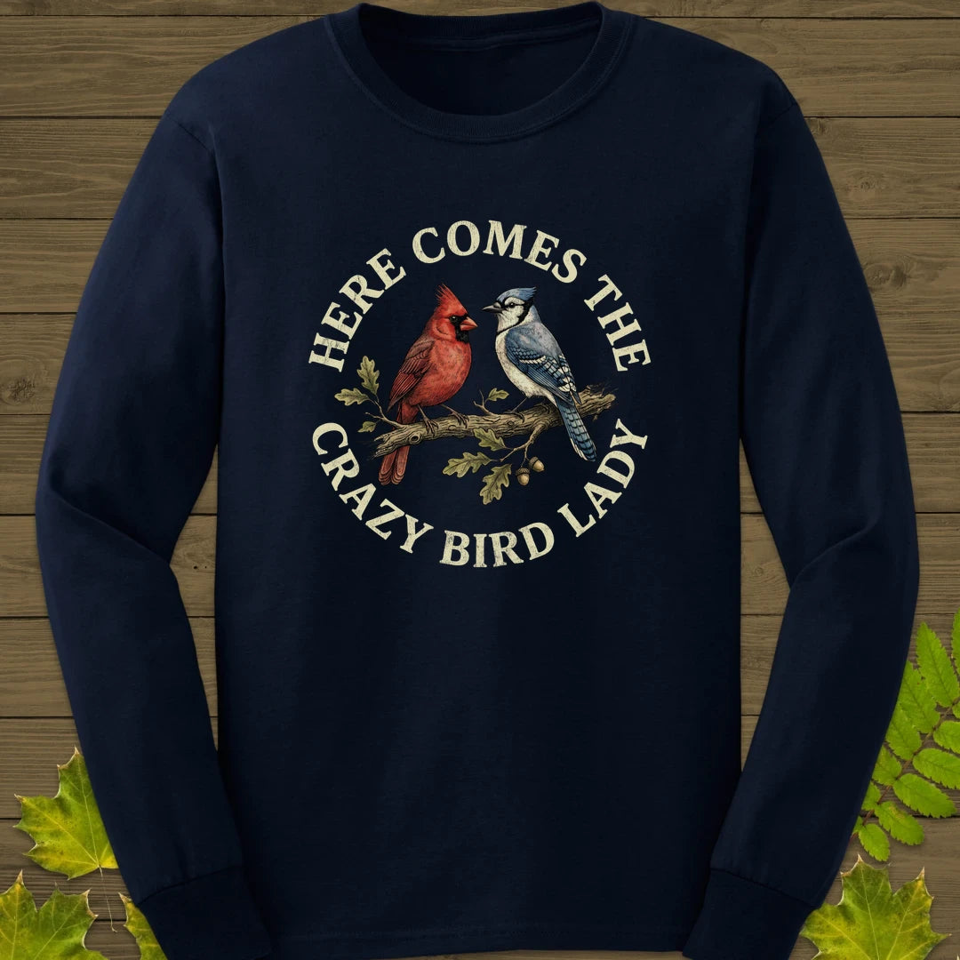 Crazy Bird Lady Long Sleeve Navy