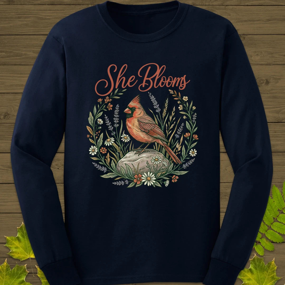 She Blooms Long Sleeve Navy