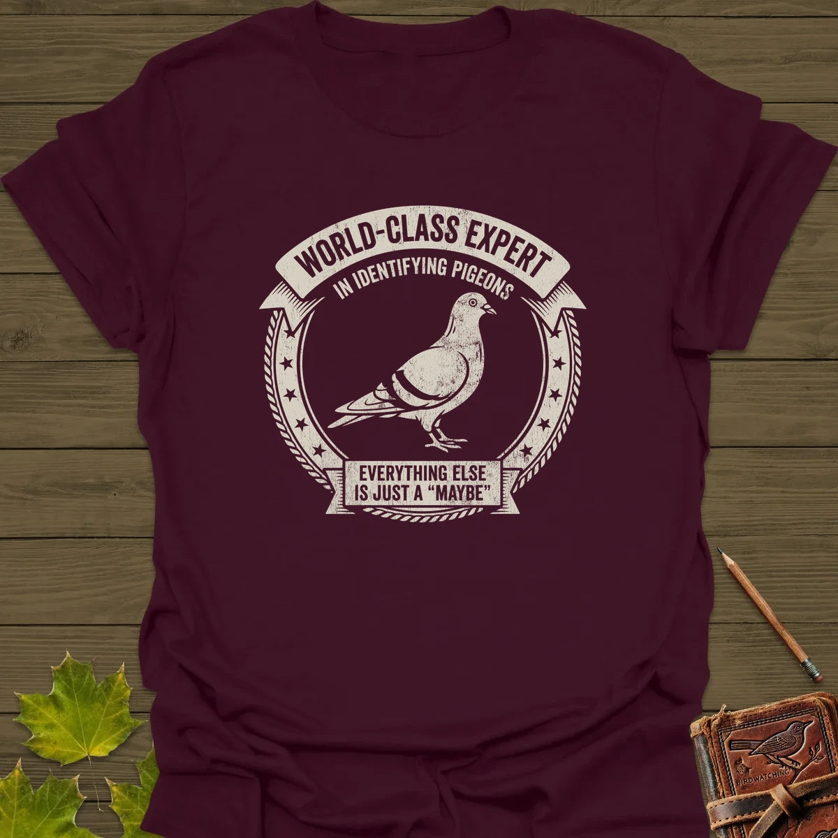 Identifying Pigeons T-Shirt Maroon