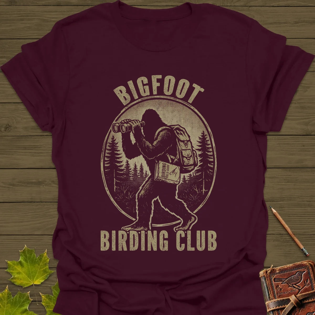 Bigfoot Birding Club T-Shirt Maroon