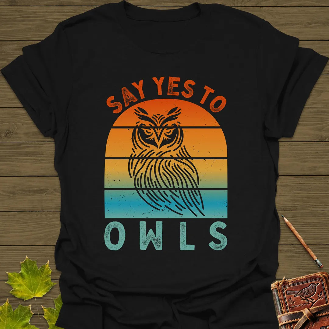 Say Yes To Owls T-Shirt Black