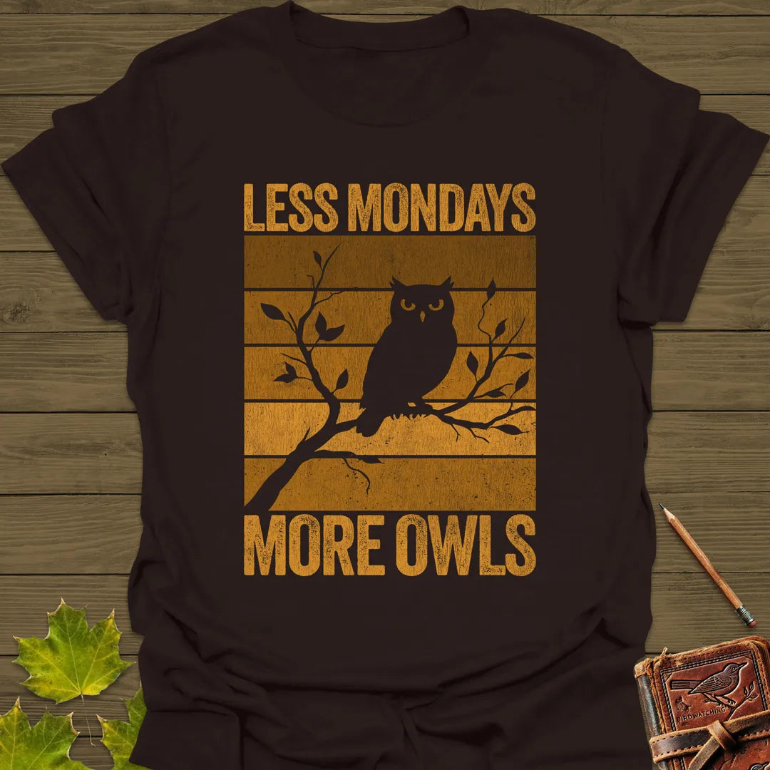 Less Mondays, More Owls T-Shirt Dark Chocolate