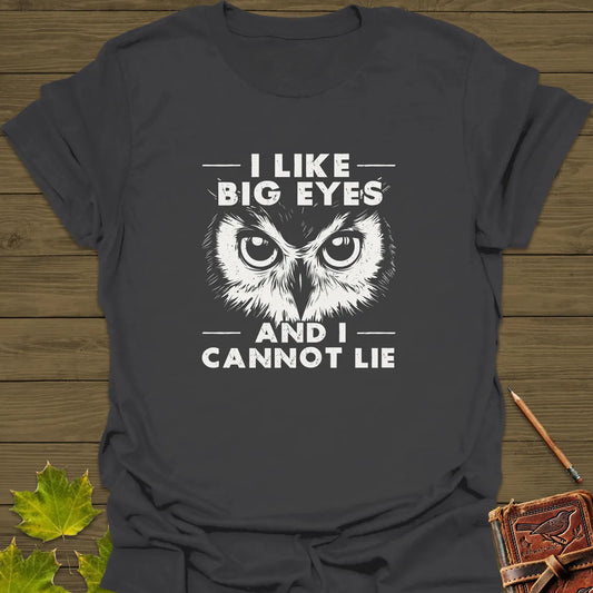 I Like Big Eyes Owl T-Shirt Charcoal