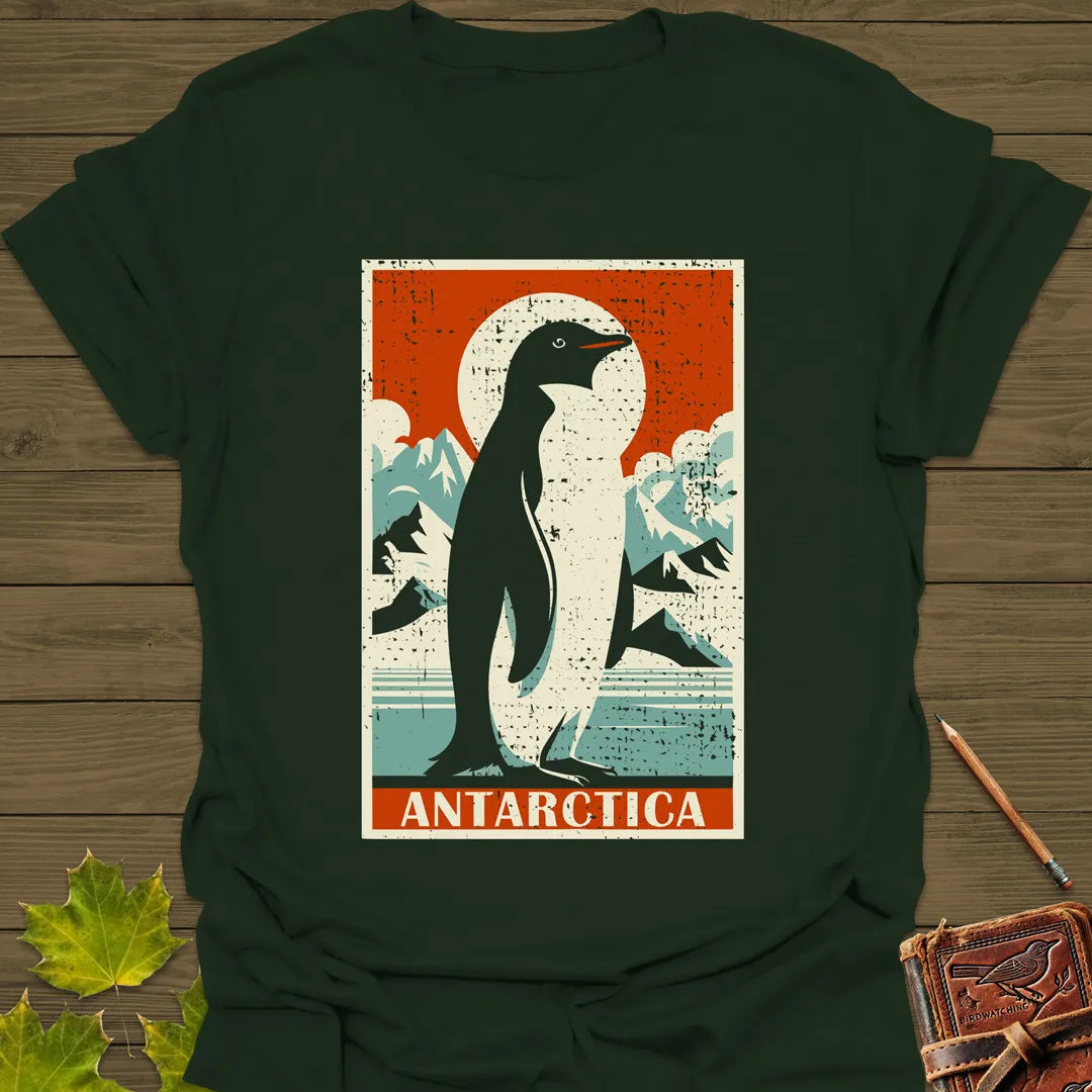 Penguin Travel Poster T-Shirt Forest Green