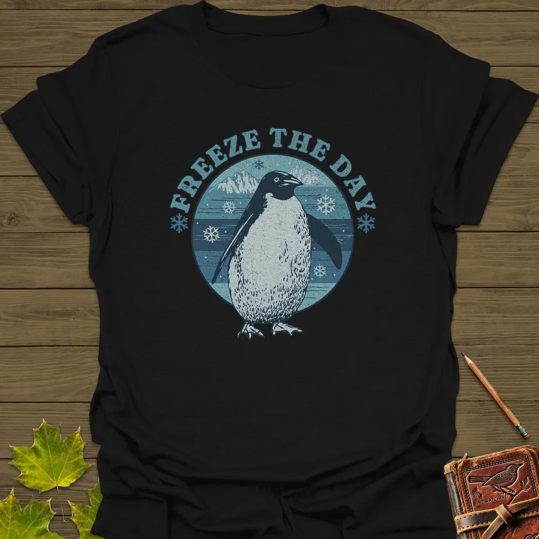 Freeze The Day Penguin T-Shirt Black