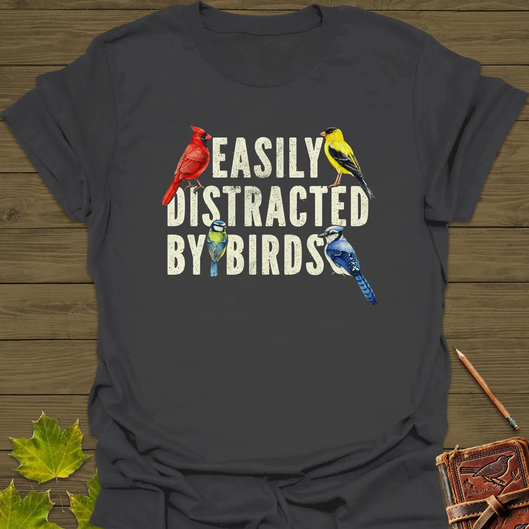 Easily Distracted By Birds T-Shirt Charcoal