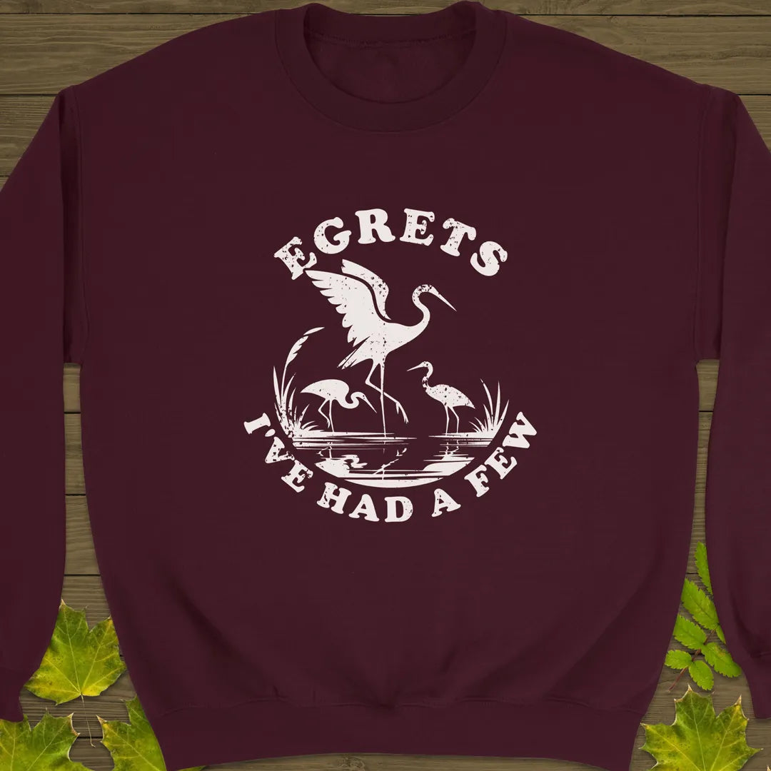 Egret Bird Pun Crewneck Sweatshirt Maroon