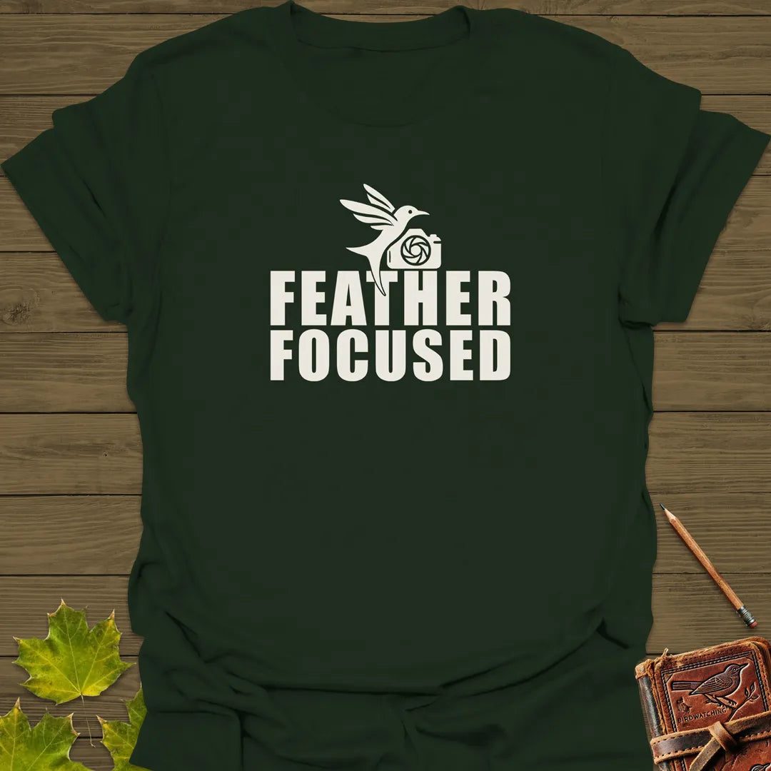 Feather Focused Bird Photography T-Shirt Forest Green