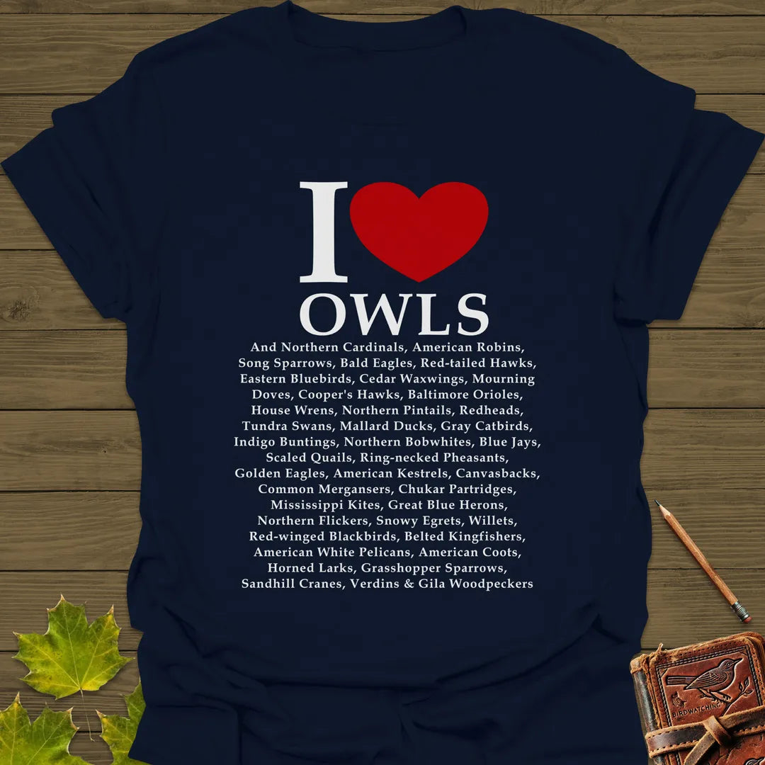 I Love Owls T-Shirt Navy