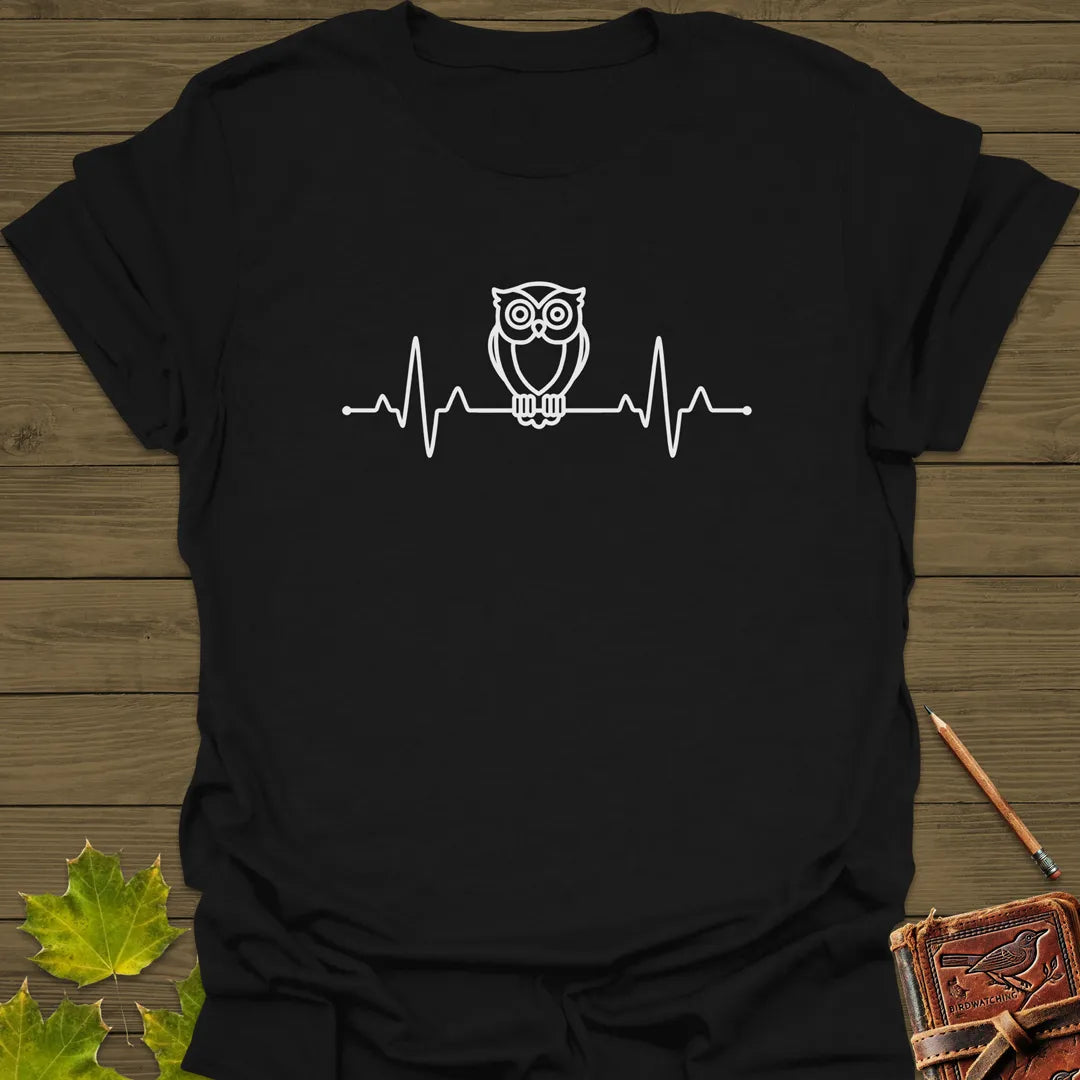 Owl Heartbeat T-Shirt Black