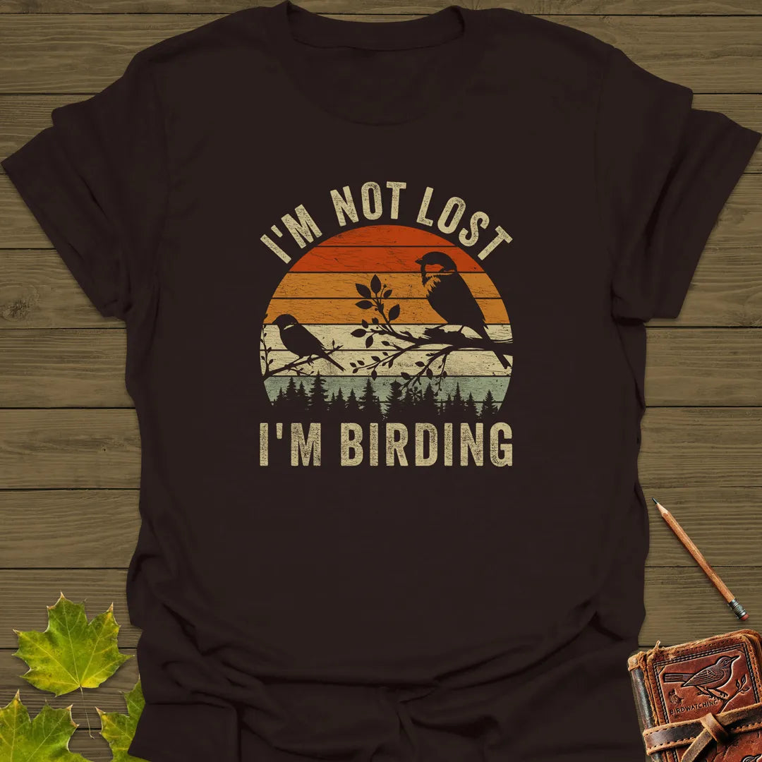 Not Lost, Birding T-Shirt Dark Chocolate