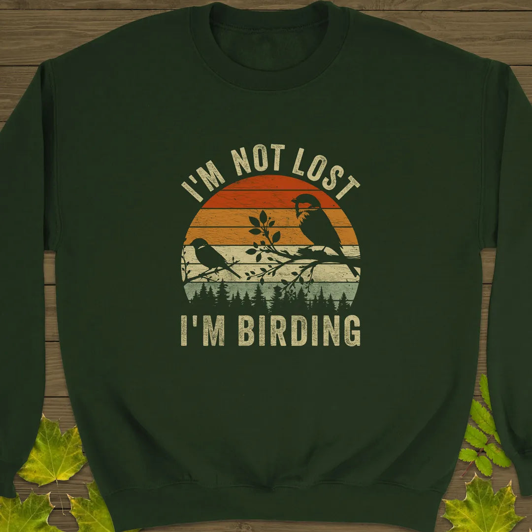 Not Lost, Birding Crewneck Sweatshirt Forest Green