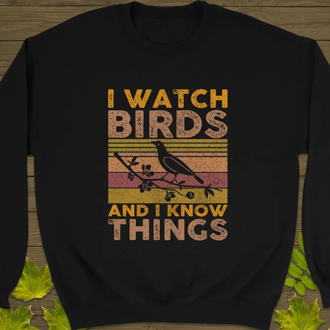 Watch Birds, Know Things Crewneck Sweatshirt Black