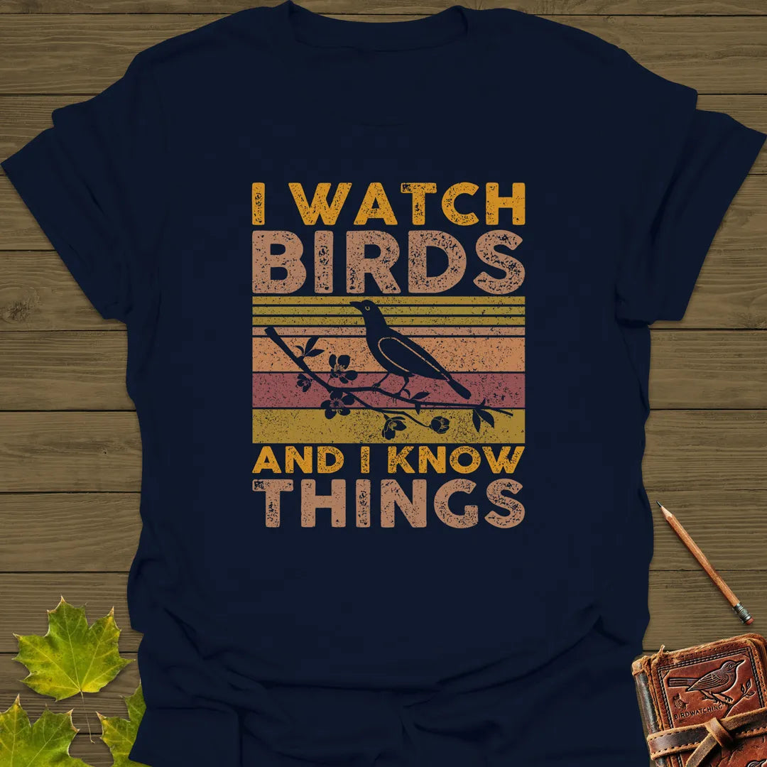 Watch Birds, Know Things T-Shirt Navy