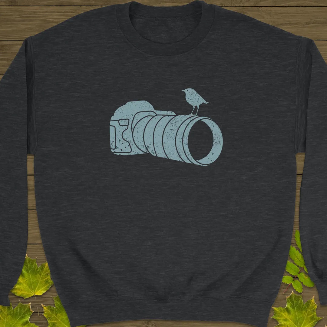 Retro Bird Photography Crewneck Sweatshirt Dark Heather