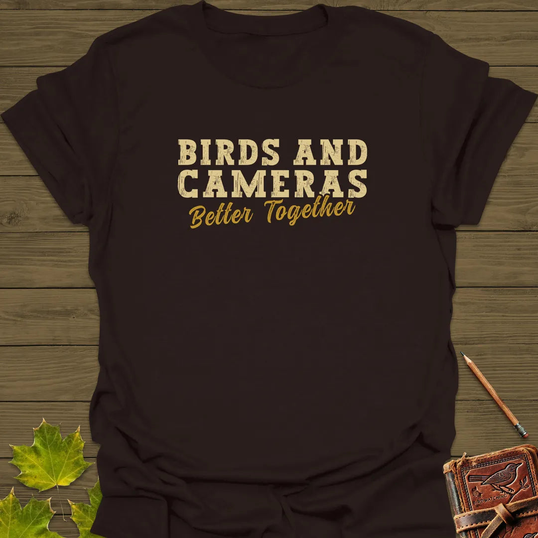 Birds And Cameras Photography T-Shirt Dark Chocolate