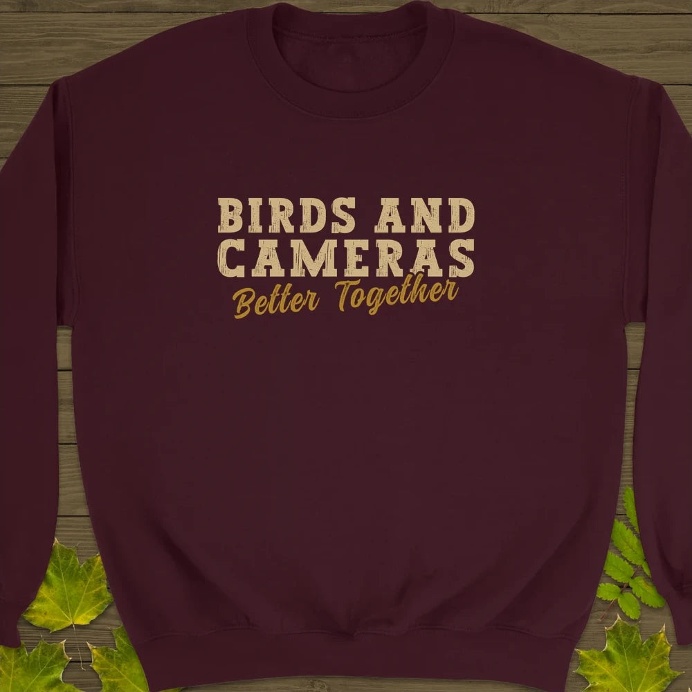 Birds And Cameras Crewneck Sweatshirt Maroon