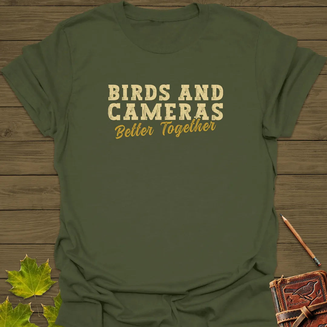 Birds And Cameras Photography T-Shirt Military Green