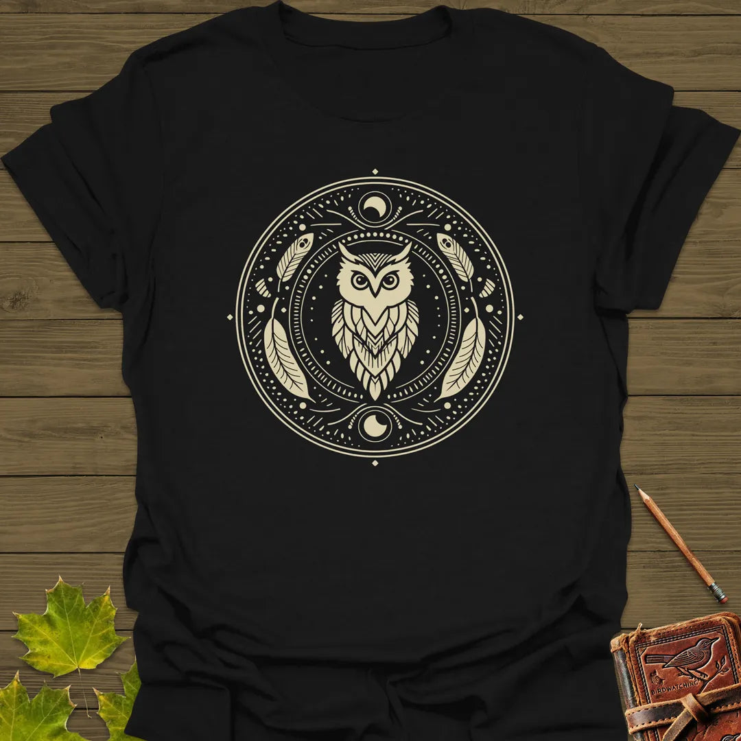 Nocturnal Wisdom Owl T-Shirt Black