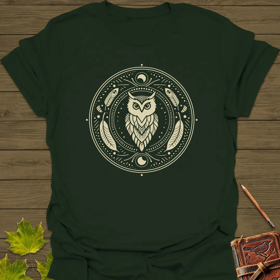 Nocturnal Wisdom Owl T-Shirt Forest Green