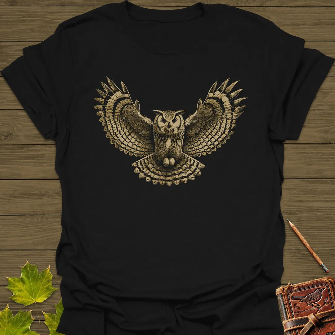 Winged Wisdom Owl T-Shirt Black