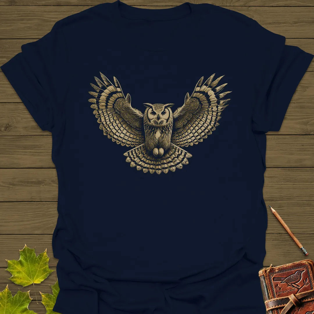Winged Wisdom Owl T-Shirt Navy