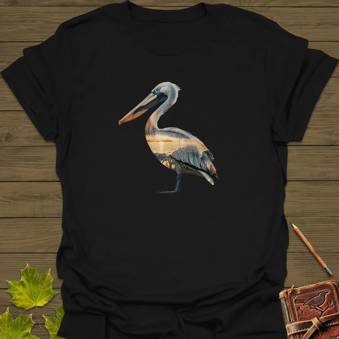 Pelican Sunset Silhouette T-Shirt Black