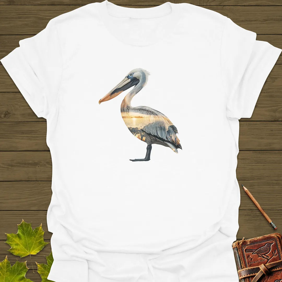 Pelican Sunset Silhouette T-Shirt White