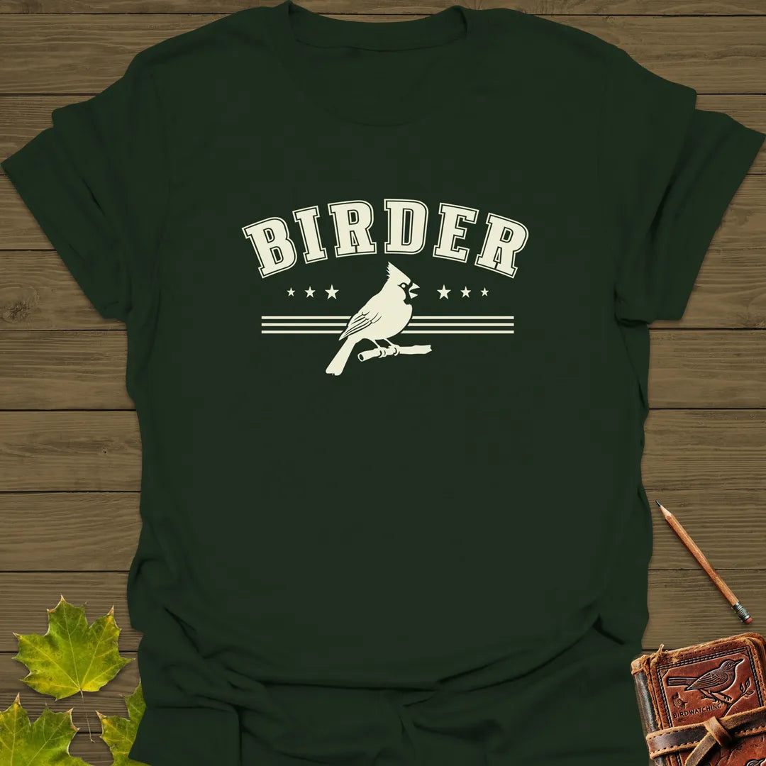 Retro Birder Logo T-Shirt Forest Green