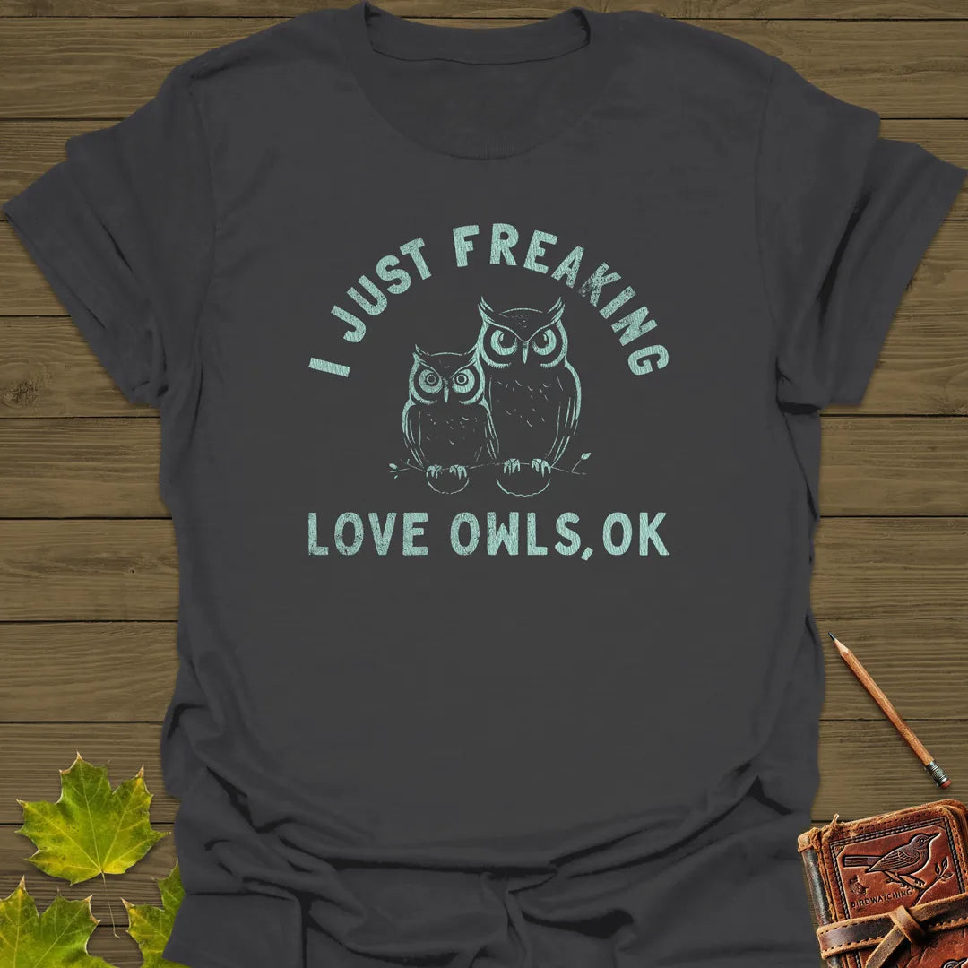 Freaking Love Owls T-Shirt Charcoal