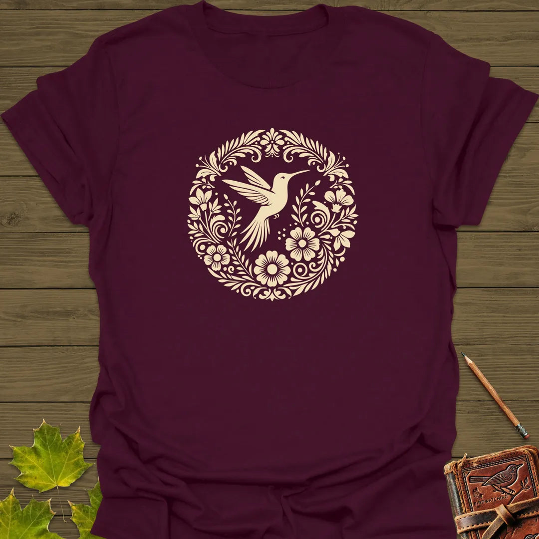 Graceful Flight Hummingbird T-Shirt Maroon