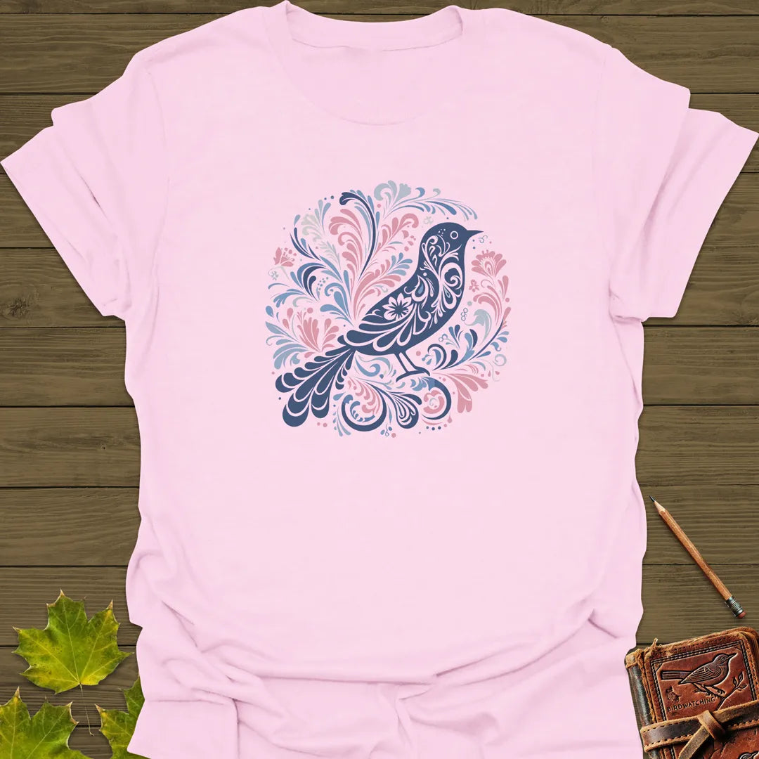 Artful Wings Floral Bird T-Shirt Light Pink