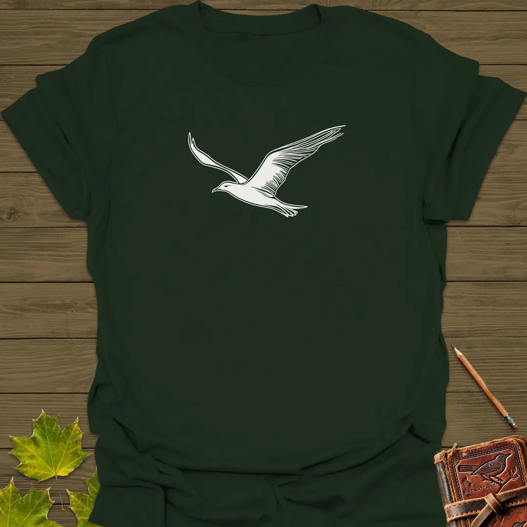 Open Skies Seagull T-Shirt Forest Green