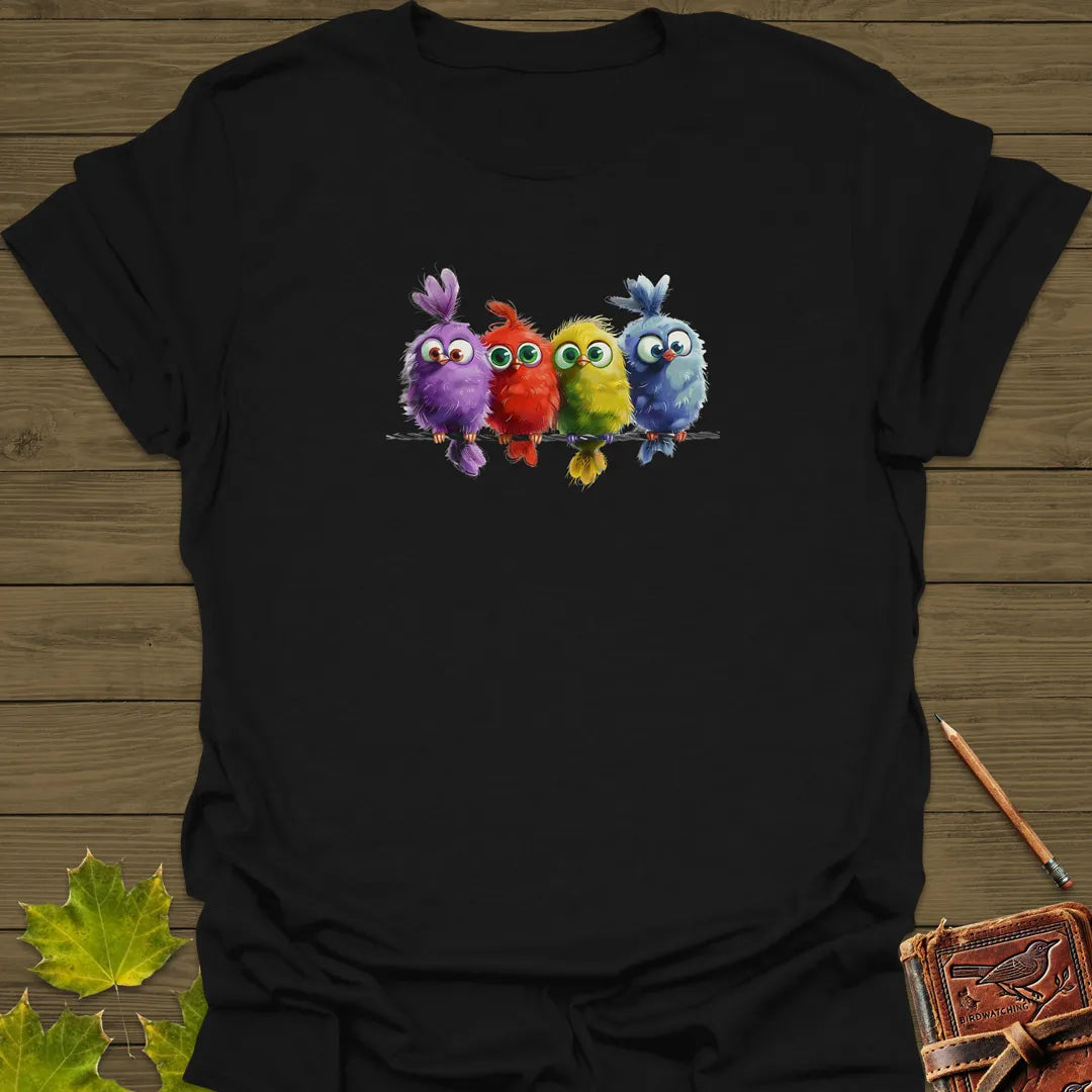 Feathered Friends Bird T-Shirt Black