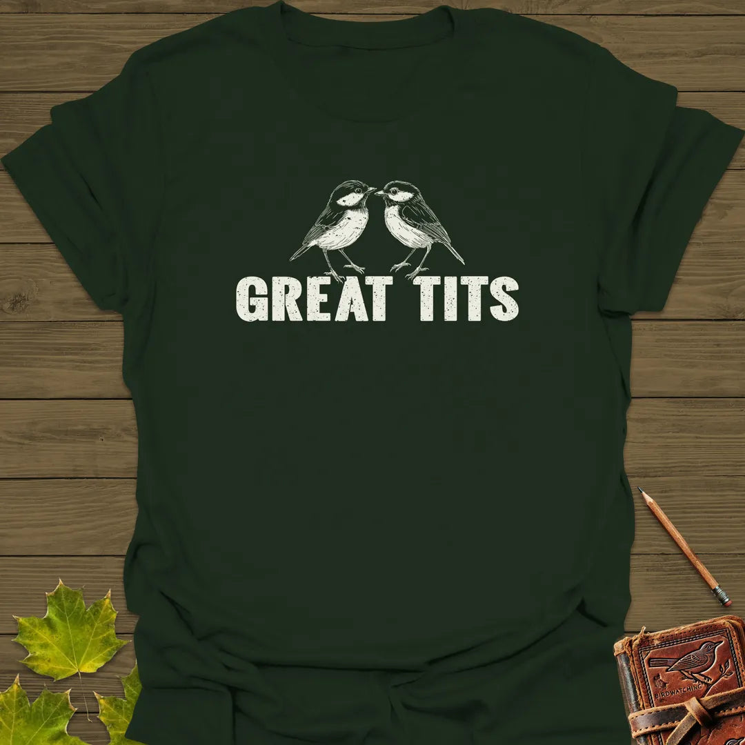 Great Tits T-Shirt Forest Green