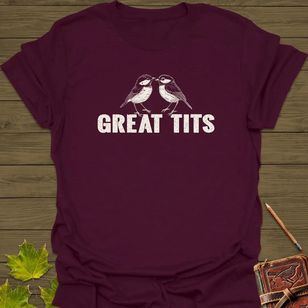 Great Tits T-Shirt Maroon