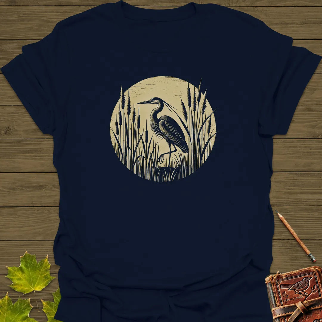 Rustic Wildlife Heron T-Shirt Navy