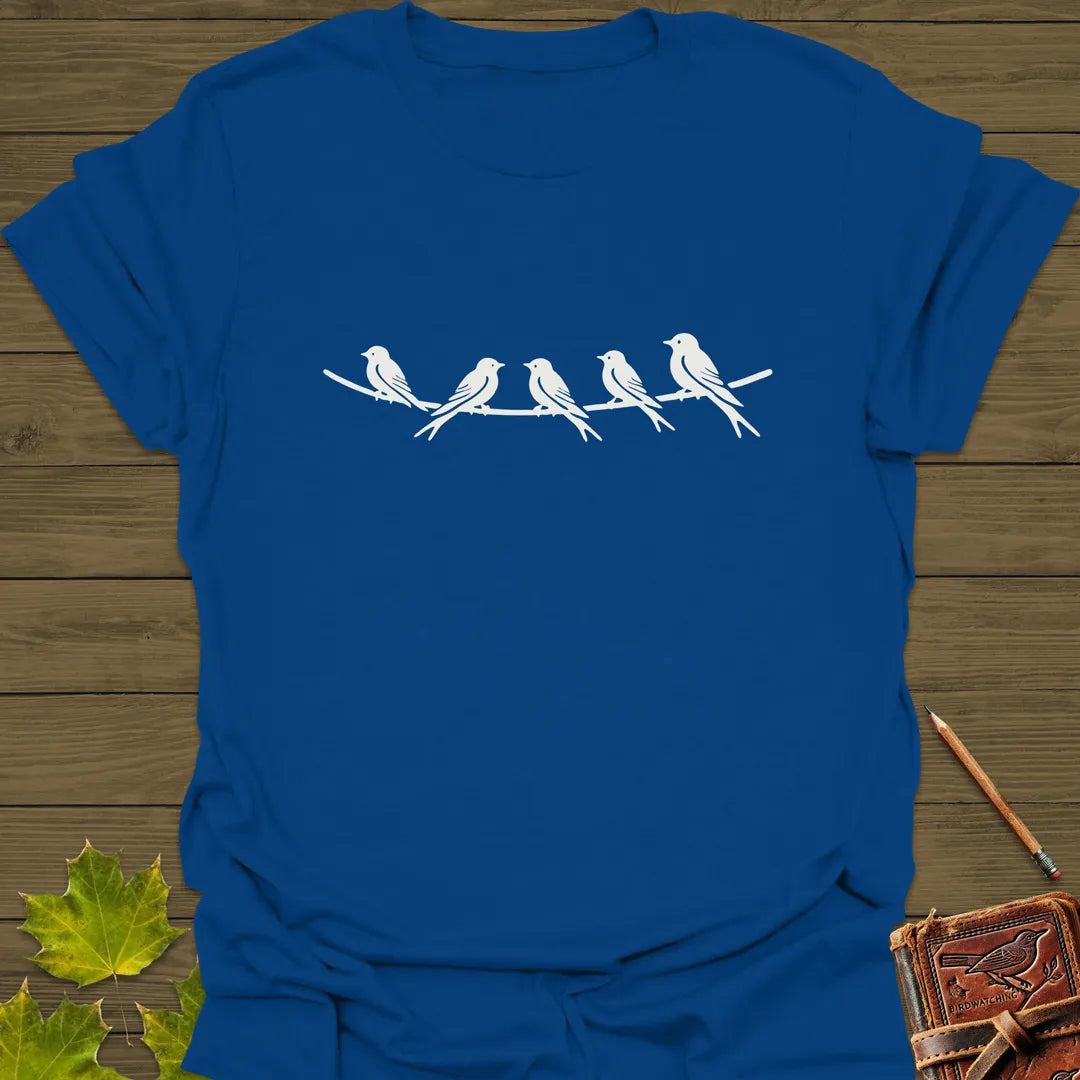 Elegant Perch Bird Silhouette T-Shirt Royal