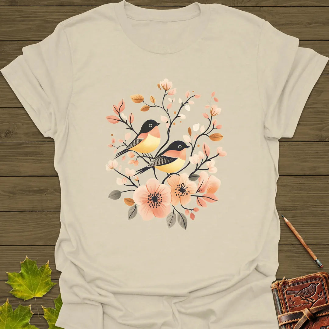 Nature's Melody Bird Art T-Shirt Sand