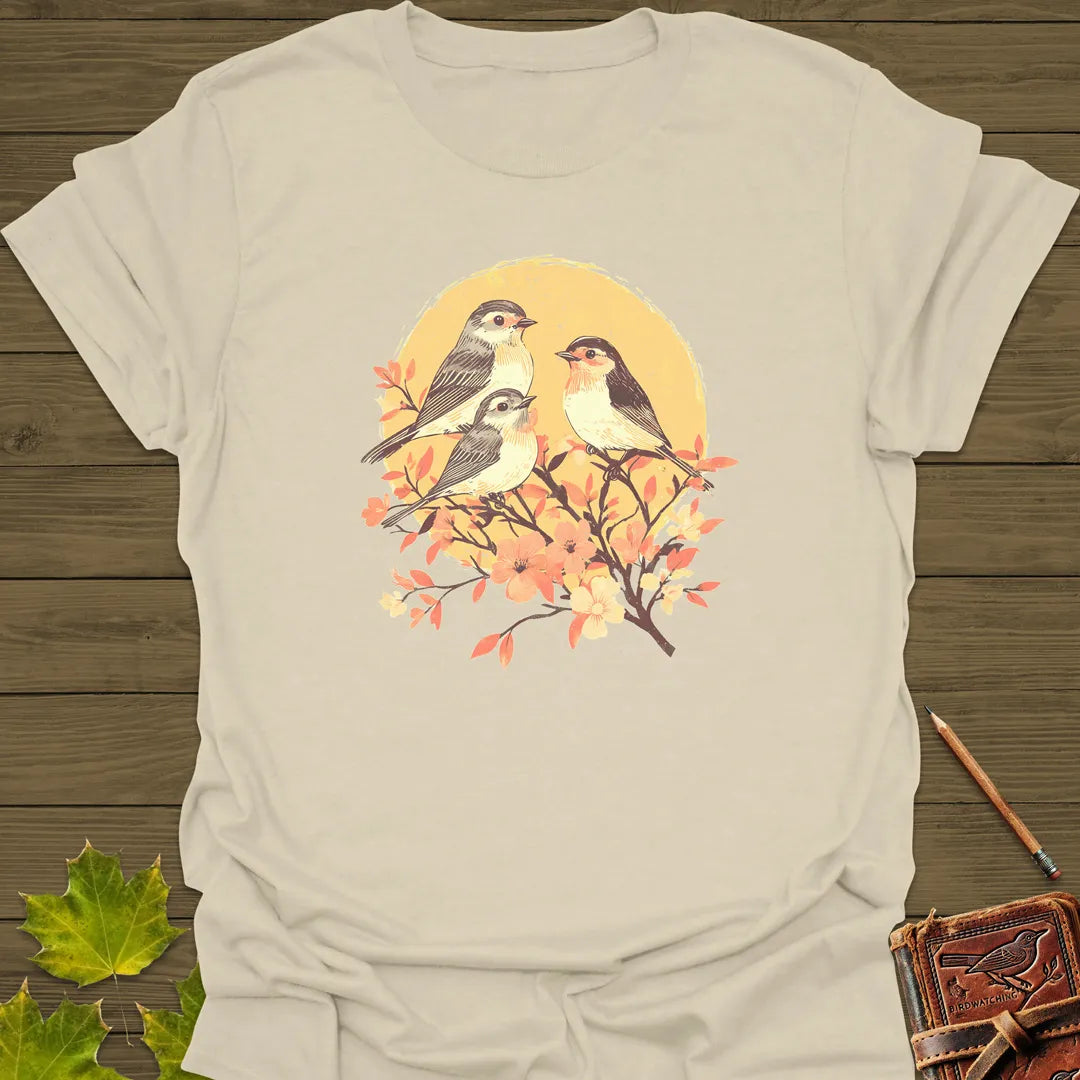 Birds and Blossoms T-Shirt Sand
