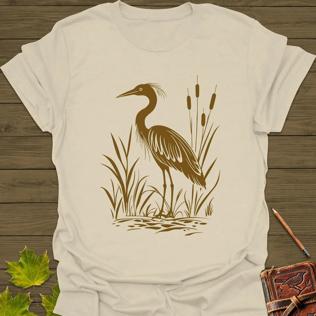 Marshland Majesty Heron T-Shirt Sand